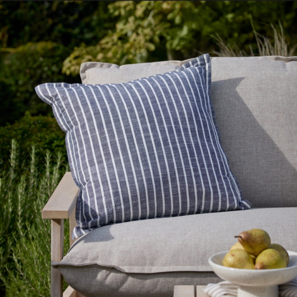 Hessle Stripe Outdoor Cushion - Navy by Yard