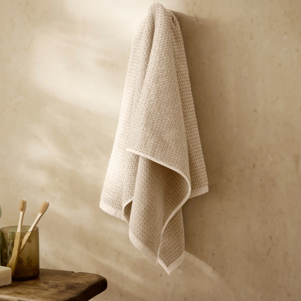 Hebden Textured Waffle Bath Sheet Stone - 100x150cm by Yard