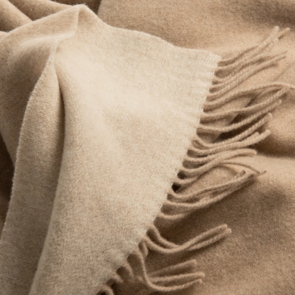 Natural Wool With Cashmere Throw