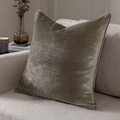 Luxe Velvet Piped Cushion — Mink by Paoletti