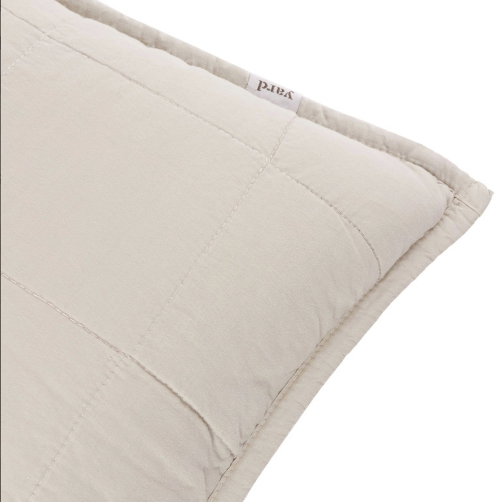 Hebden Quilted Washed Cotton Cushion — Stone by Yard
