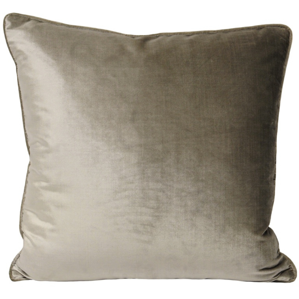 Luxe Velvet Piped Cushion — Mink by Paoletti
