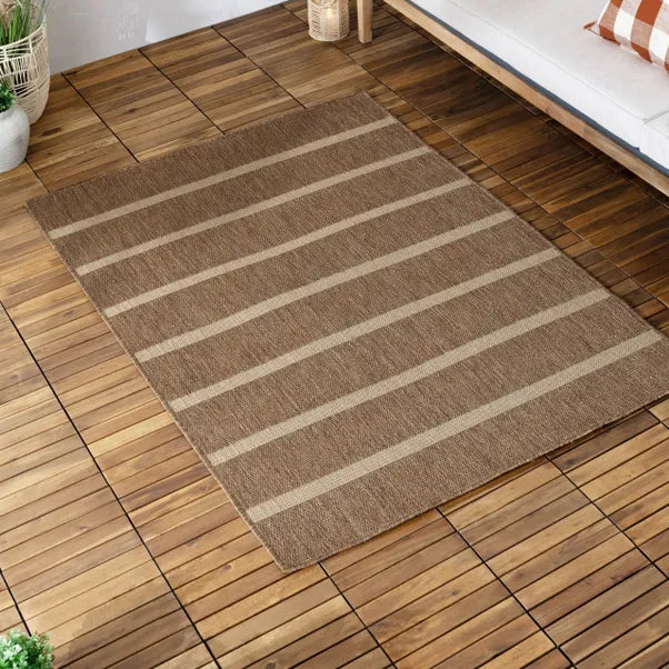 Tala Stripe Jute Effect Indoor/Outdoor Rug Natural - 120x170cm by Yard