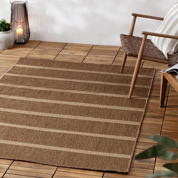 Tala Stripe Jute Effect Indoor/Outdoor Rug Natural - 120x170cm by Yard