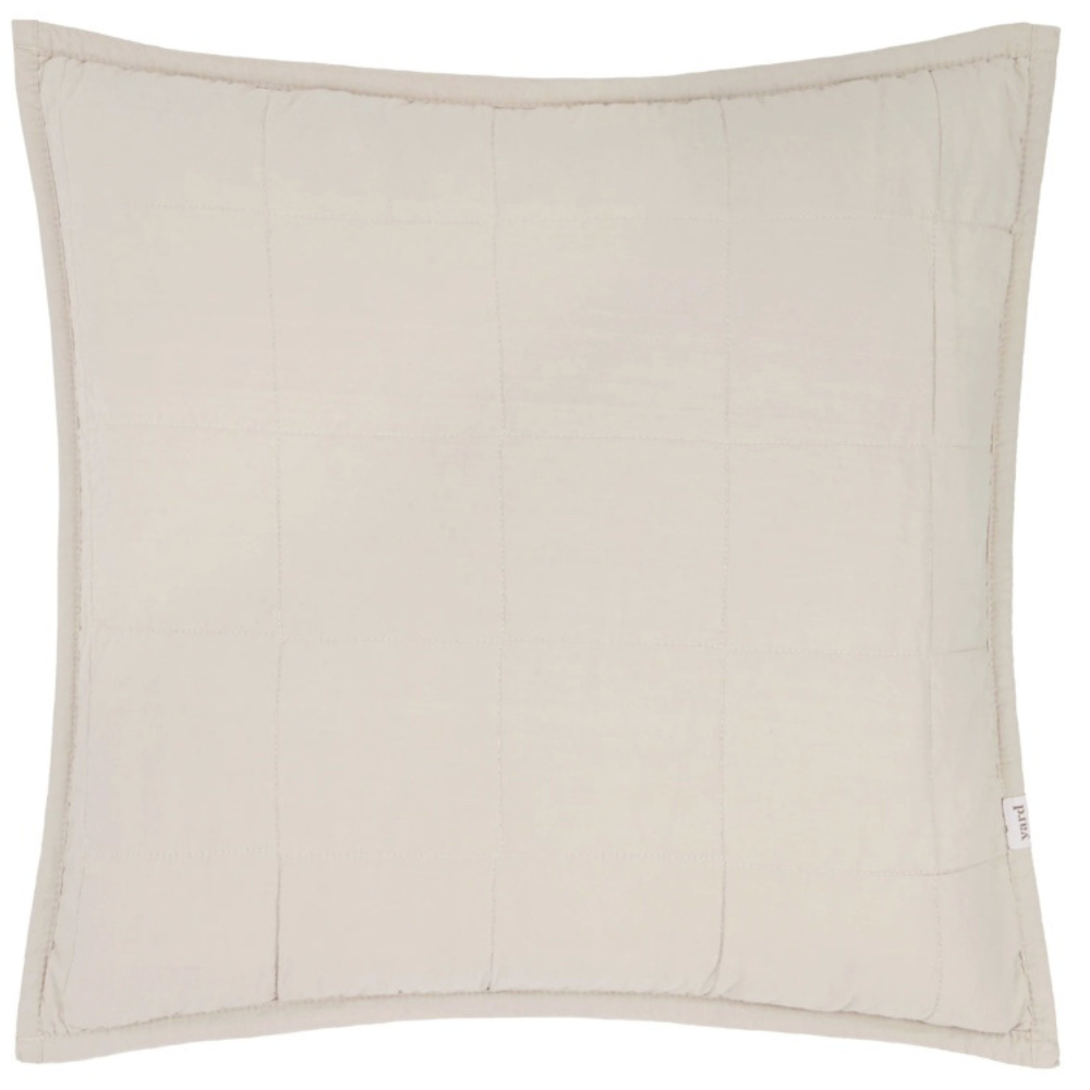 Hebden Quilted Washed Cotton Cushion — Stone by Yard
