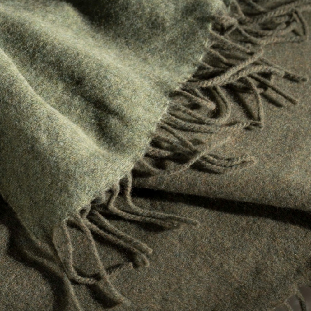 Natural Wool With Cashmere Throw