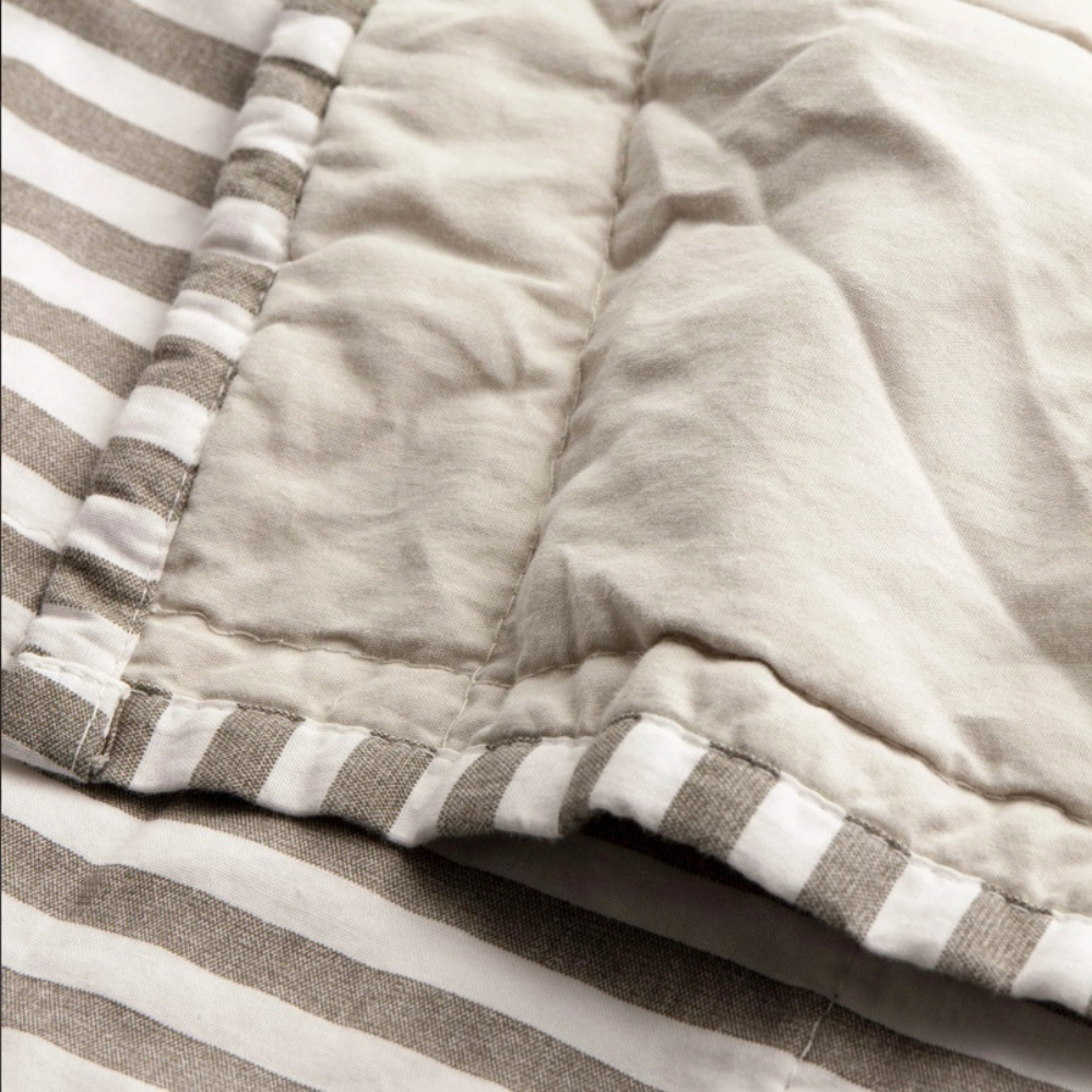 Hebden Quilted Stripe 100% Cotton Bedspread - Mole/Stone by Yard