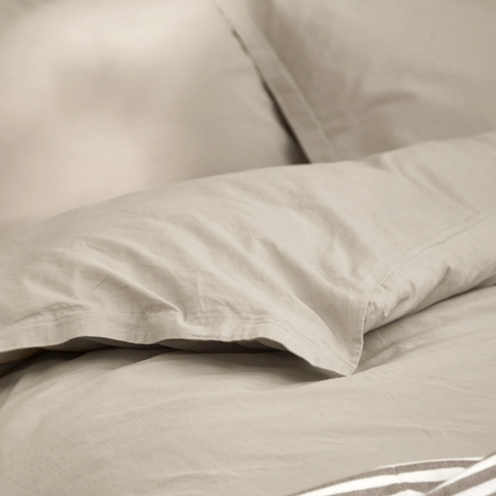 Hebden Washed Cotton Duvet Cover Set Stone - King Size by Yard