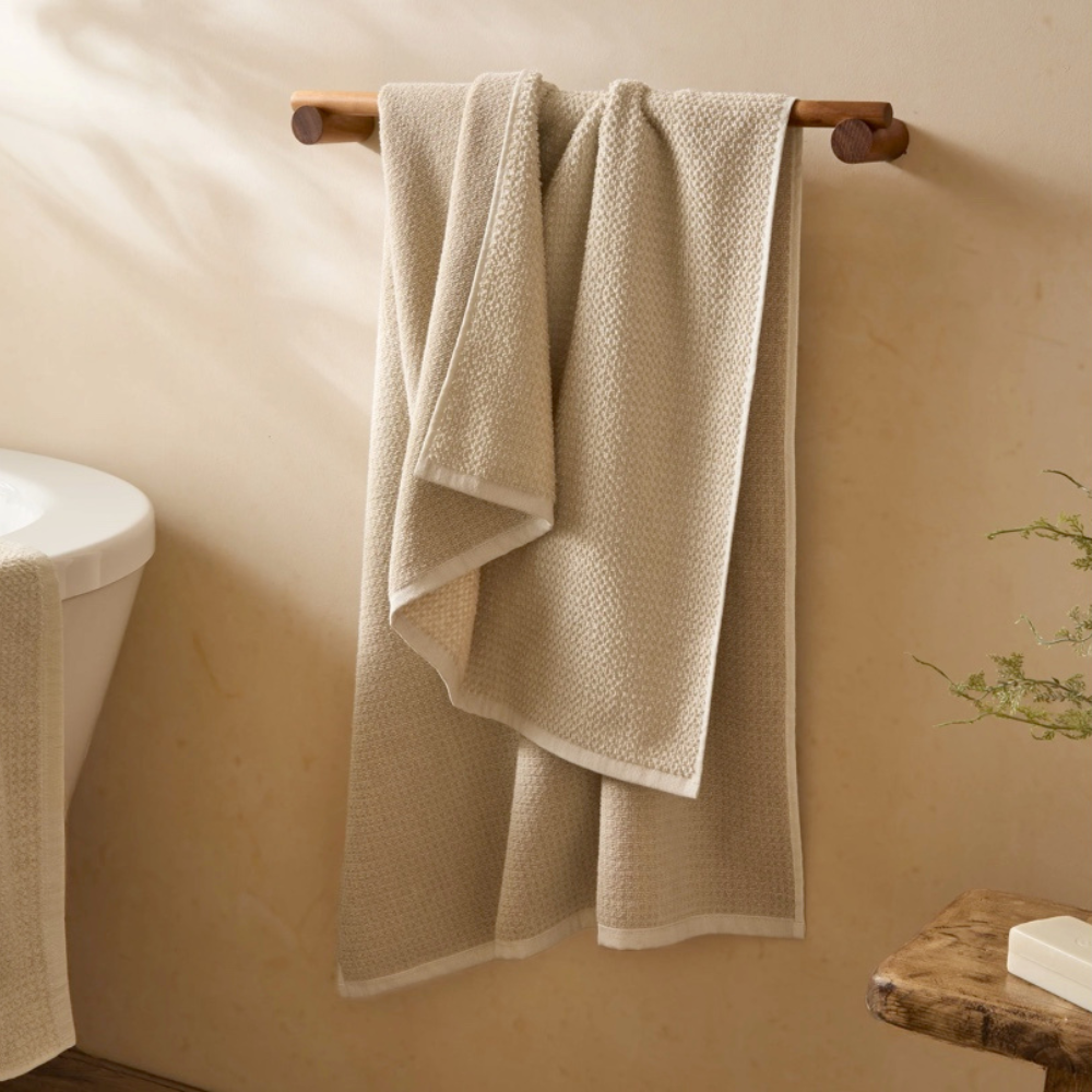 Hebden Textured Waffle Hand Towel Stone - 50x100cm by Yard