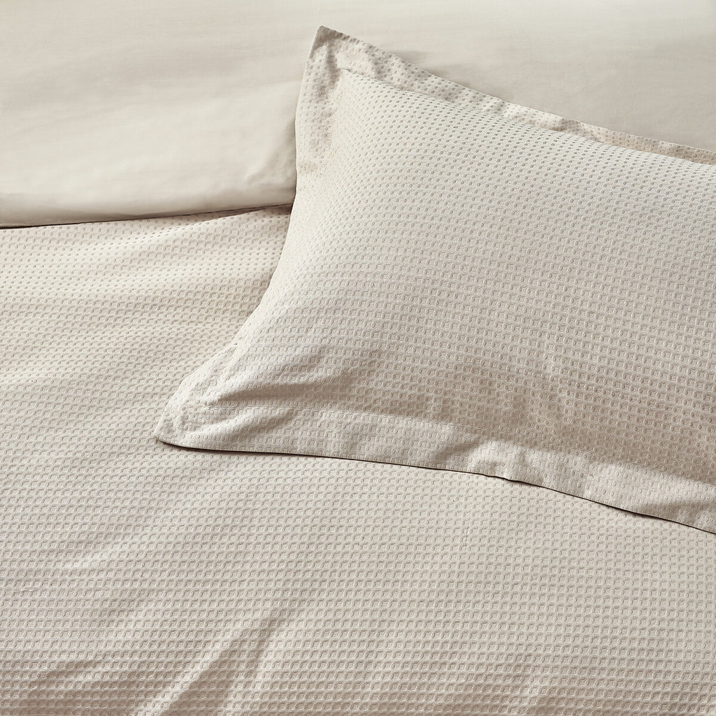 Waffle Textured 100% Cotton Duvet Cover Set Linen - King Size by Yard