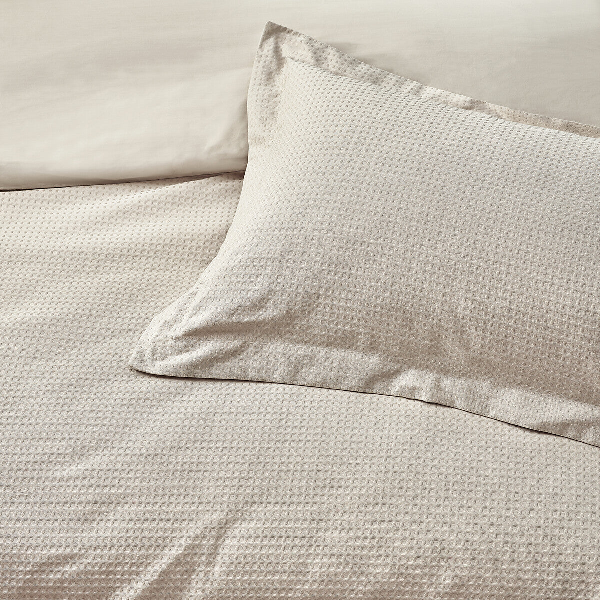 Waffle Textured 100% Cotton Duvet Cover Set Linen - King Size by Yard