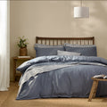 Hebden Washed Cotton Duvet Cover Set Denim Blue - King Size by Yard