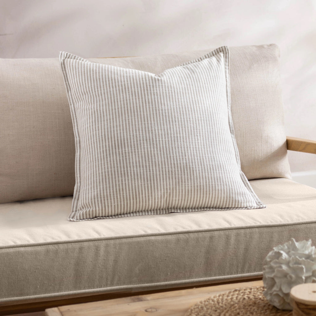 Truro Stripe Reversible Feather Filled Cushion Natural by Yard