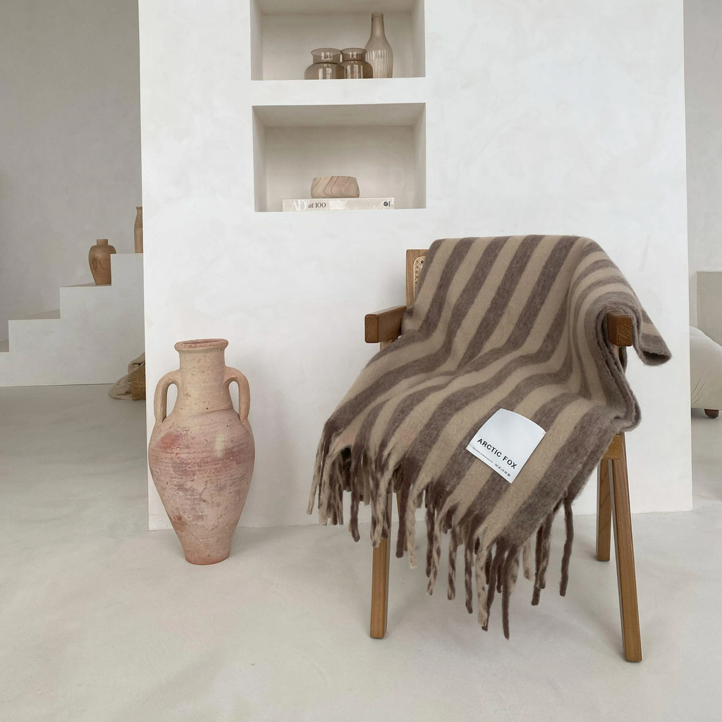 The Wool Stripe Throw - Burnt Umber Stripe by Arctic Fox