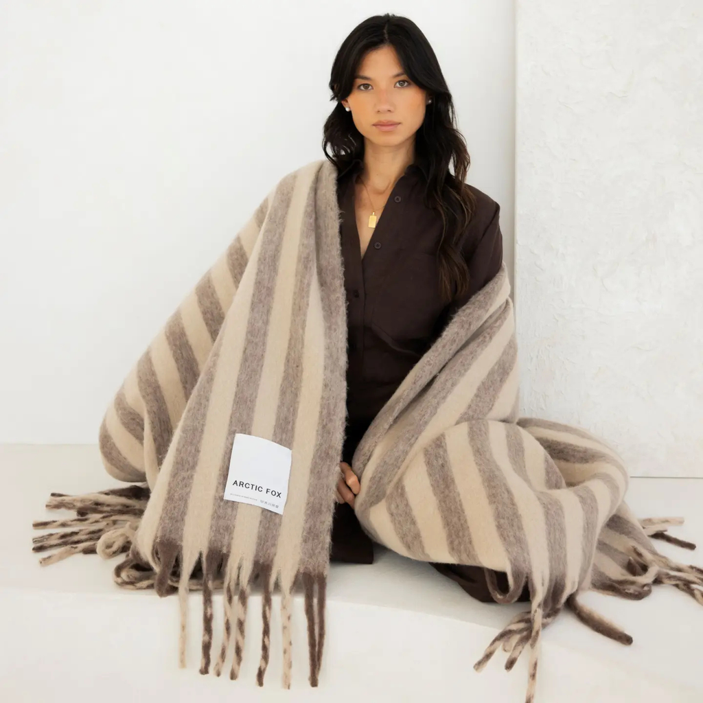 The Wool Stripe Throw - Burnt Umber Stripe by Arctic Fox