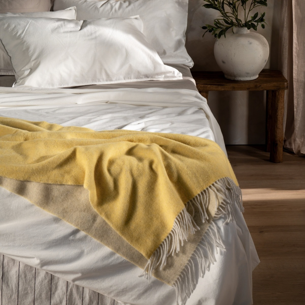 Natural Wool With Cashmere Throw