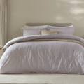 Hebden Mélange Stripe Cotton Duvet Cover Set Mauve - King Size by Yard