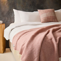 Waffle Extra Large Pure New Wool Blanket - Dusky Pink by Tweedmill