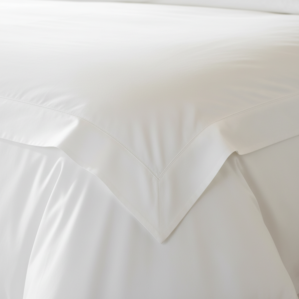Oxford white duvet cover close up detail
